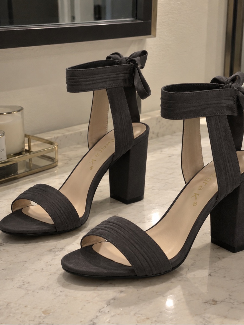 Allegra K Women's Open Toe Ankle Tie Chunky Heel Sandals